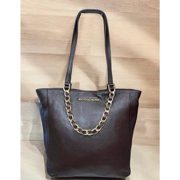 Michael Kors Harper Chain Link Leather Tote Bag - Picture 1 of 9